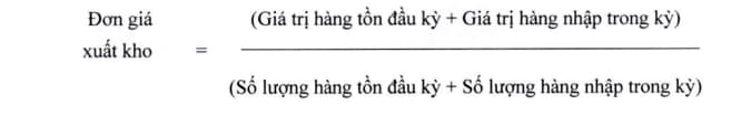 Công thức đơn giá xuất kho