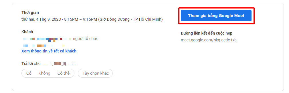 Tham gia bằng Google Meet