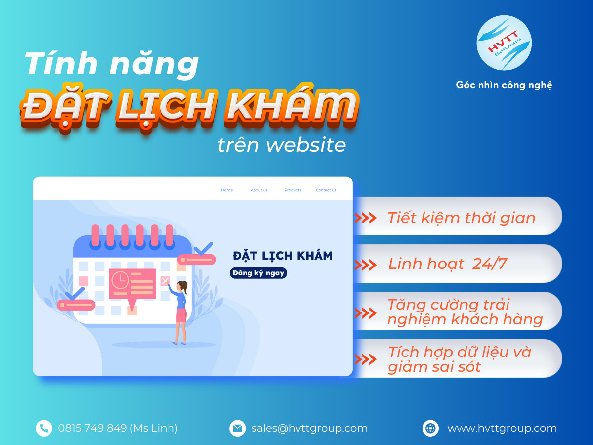 TÍNH NĂNG ĐẶT LỊCH KHÁM TRÊN WEBSITE