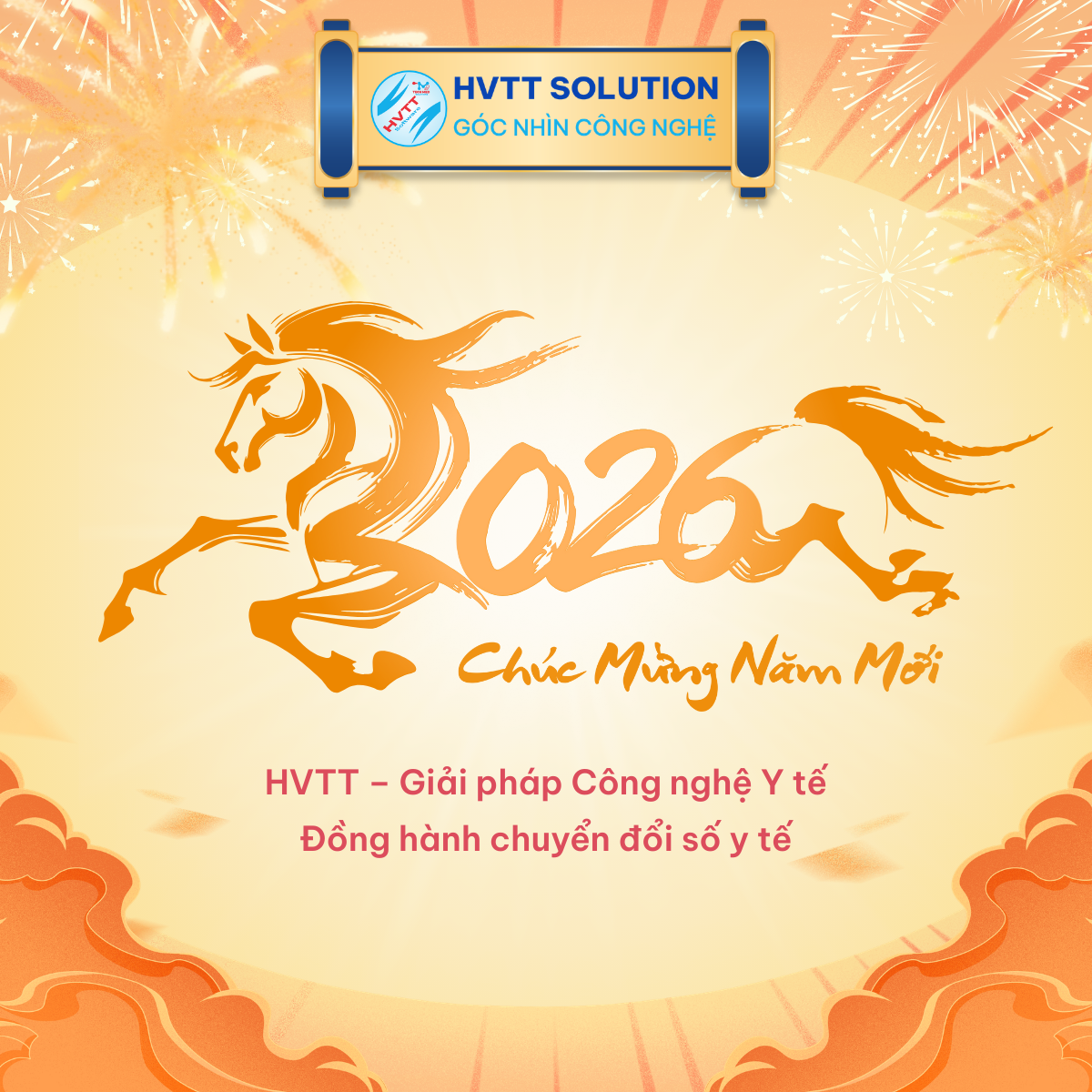 Chúc Tết Quý Đơn Vị Y Tế Năm Bính Ngọ 2026 – Lời Chúc Sức Khỏe, Thành Công Từ HVTT Solution